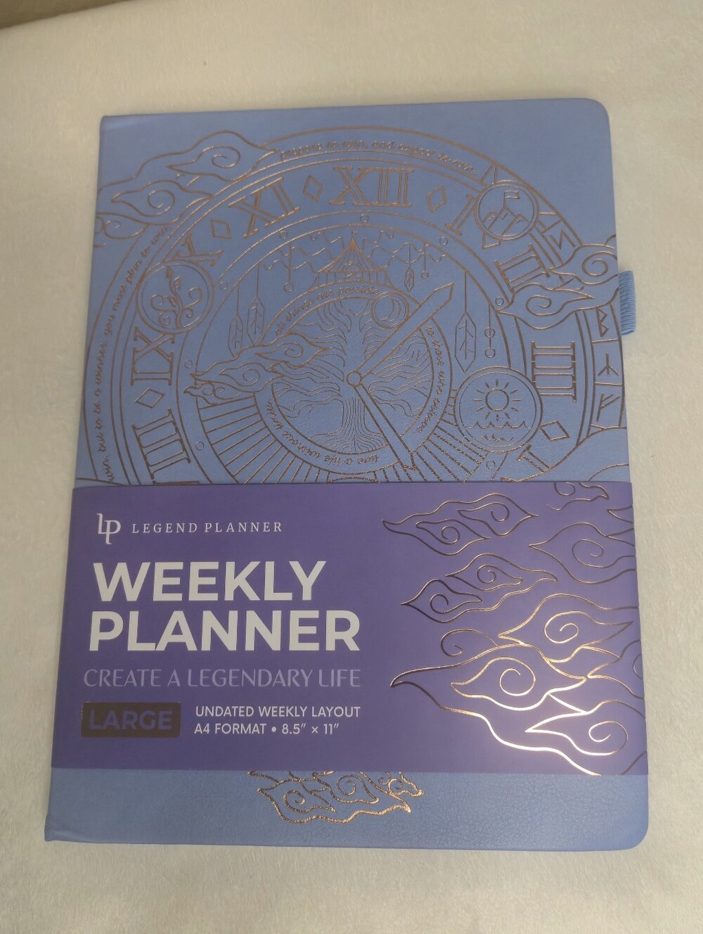 Legend Planner Undated, 8.5x11 Weekly & Daily Goal Journal, A4 Periwinkle & Gold